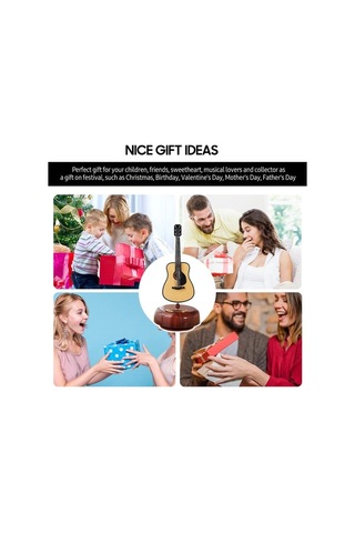 Ulzyvf Mini Elektro Gitar Müzik Kutusu - Kahverengi Çalgı Maketi Hediye Kahverengi
