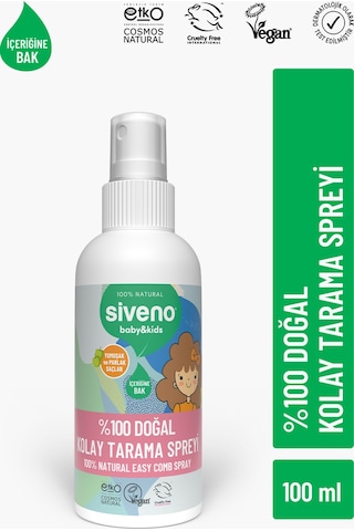 Siveno %100 Doğal Kolay Tarama Spreyi Çocuklar İçin Nemlendirici Hindistan Cevizi Yağlı 100 ml