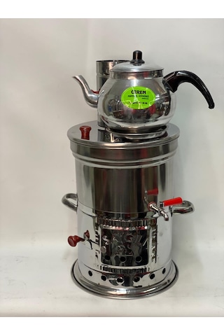 Semaver Tek Musluklu 5 Lt Demlik ve Paket Odun