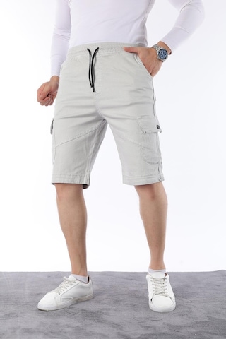 Classics Men Erkek Comfort Fit Keten Bel Lastikli Cepli Kapri Şort Taş