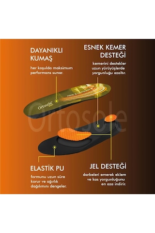 Ortosole Ark Ve Jel Destekli ,zorlu Arazi Ve Tırmanışlar İçin Ortopedik Erkek Tabanlık 202-mm Standart