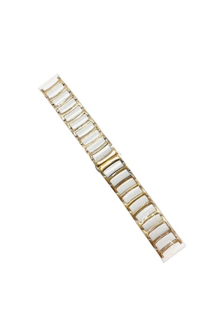 Samsung Uyumlu Galaxy Watch 46mm 22mm Seramik Metal Frm Kordon Beyaz-gold