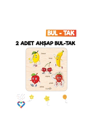 Eğitici 2 Adet Bul-tak Oyuncak Hayvanlar Ve Meyveler