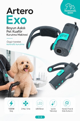 Artero Boyun Askılı Kedi Köpek Kurutma Ve Fön Makinesi Profesyonel Pet Kuaför Antrasit