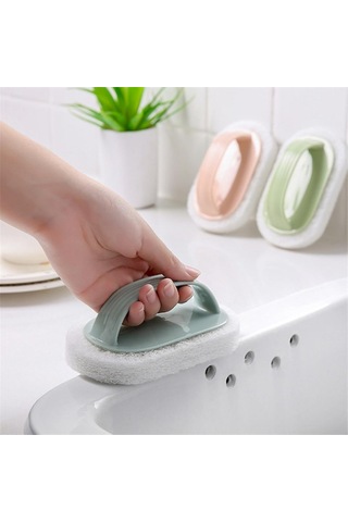 Mutfak Sünger Küvet Havuz Fırçası 3 Adet , Güçlü Ovma Bulaşık Yıkama Temizleme Fırçası-2