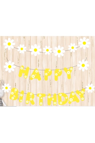 25 Parça Papatya Daisy Konsept Temalı Happy Birthday İyiki Doğdun