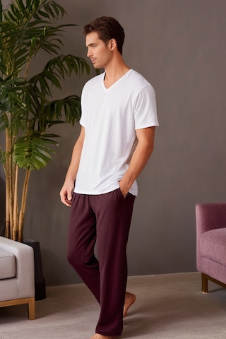 Elemge %100 Pamuk Süprem Erkek Pijama Altı Bordo Rahat Kalıp Cepli Relax Fit Lastikli Ipli Terletmez Esnek