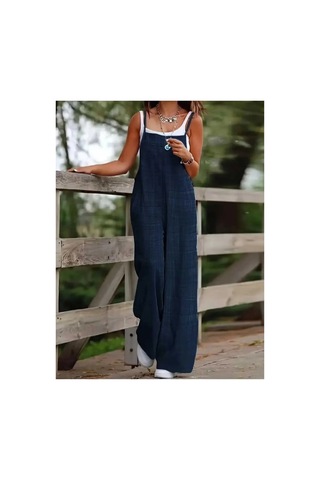 Meridefashion Askılı Yandan Fermuarlı Geniş Paça Tulum Kırmızı - 2xl/3xl Çok Renkli