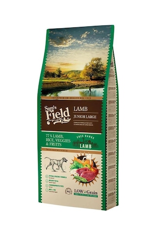 Sam's Field Junior Hypo Allergenic Kuzu Etli Düşük Tahıllı Büyük Irk Yavru Köpek Maması 13 KG
