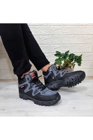 Sky Blue Mavi 0050 Fermuarlı Bağacaklı Kaymaz Erkek Bot 001