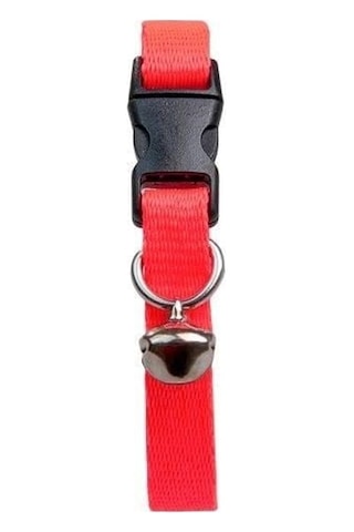 Toptan 10 Adet Neon Pembe Zilli Ayarlanabilir Kedi Boyun Tasması 22-30 Cm-21505