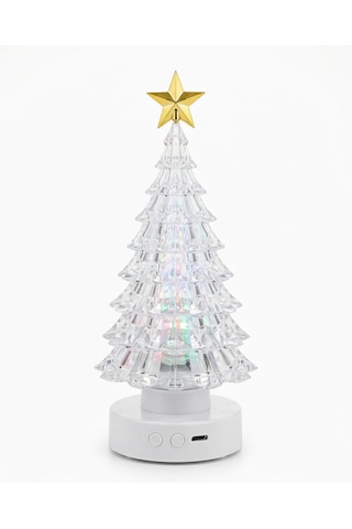 Led Işıklı Kristal Görünümlü Yılbaşı Ağacı Dekoratif Masa Süsü 17 CM