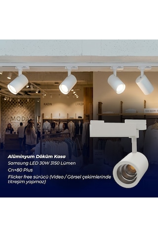Arge Led Samsung Çipli 40w Beyaz Kasa Monofaze Ray Spot 2700k