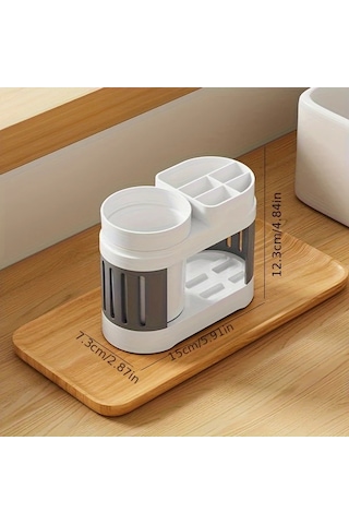 Elmpaly 1 Set Modern Plastik Diş Fırçası Tutucu Beyaz Tekli Bardaklı Yer Montajı Banyo Saklama Kutusu 1