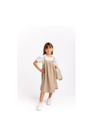 Müslin Tişörtlü Elbise Takım Vizon Vizon