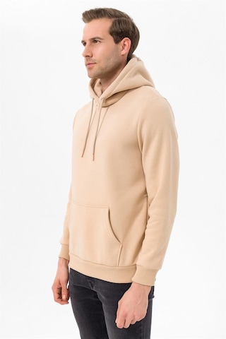 Süvari Kapüşonlu Yaka Regular Kalıp Düz Bej Sweatshirt Bej