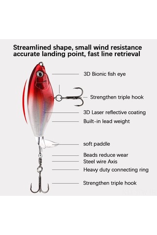 Tenfowee Tractor Sular Arası Spiral Propeller Yem 5 Adet 10g 9.5cm Sahte Yem Iğneli Plastik Kutulu Lova Yemi