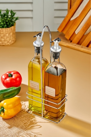 Cooker 2'li 500 Ml Cam Yağdanlık Sosluk Baharatlık Seti Şeffaf