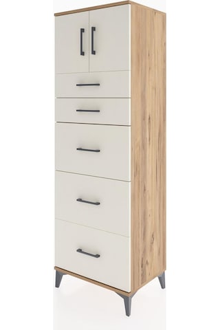 Hyperion Dolap Tek Raflı 5 Çekmeceli 2 Kapaklı 60x44x182 Çam-... Çam