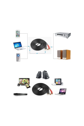 Konesam 1.5m 3.5mm Erkek Jak'dan Rca Kırmızı-beyaz Çift Plug'a Ses Kablosu, Bilgisayar-ses Cihazı Bağlantısı, Saf Bakır İletim, Dayanıklı Pvc, Paketli