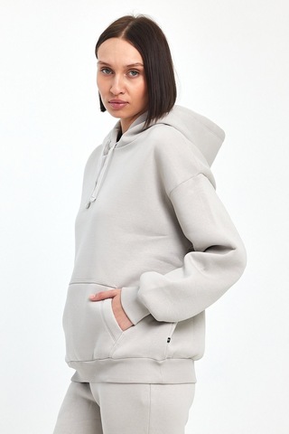 Odda Kadın Kapüşonlu Şardonlu Sweatshirt Gri