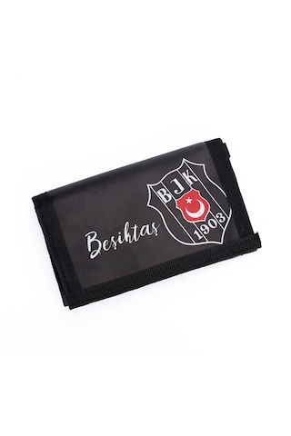Beşiktaş Logo Detaylı Cüzdan Siyah Beyaz