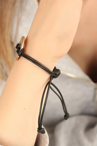 Lucky Şanslı Siyah Deri İpli Unisex Mood Bileklik - Tj-bb1982 Çok Renkli