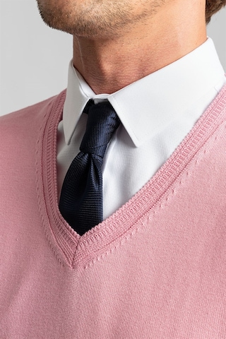 Tudors Slim Fit Dar Kesim V Yaka Pamuklu Erkek Kazak-22228 Pembe