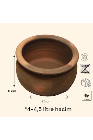 Orta Boy %100 Pişmiş Toprak Kapaklı Güveç Toprak