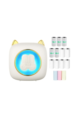 Yunboo C23 Beyaz Termal Etiket Yazıcı - Bluetooth, 203dpi, 1200mah Pil - 6 Adet Termal +5 Yapışkan +3 Renkli Kağıt Seti