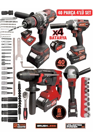 Schmıtzer 4lüset-k Pro 21v 40 Parça Şarjlı Akülü 3 Modlu Hilti Matkap Somun Sıkma Sökme Taşlama
