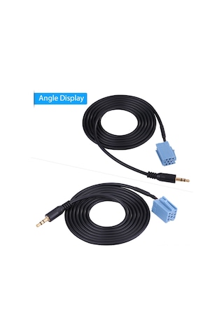 Konesam 3.5mm Aux Ses Kablosu Adaptörü - Volkswagen Golf, Passat B5, Bora, Blaupunkt Cd Oynatıcı İçin - Hızlı Ses Aktarımı, Siyah Kablolu Mavi Bağlantı