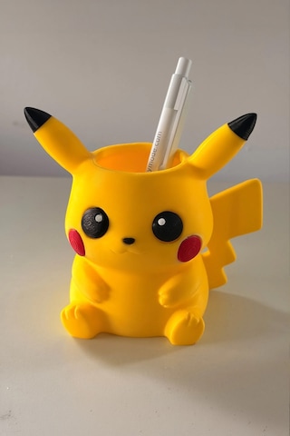 Pikacu Temalı Sarı Masaüstü Kalemlik Çocuk Odası Dekoratif Masaüstü Kalemlik