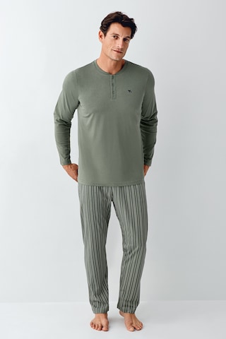 Arnetta 3013 Pamuk Uzun Kol Erkek Pijama Takımı V2 Yeşil