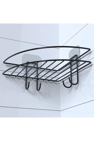 Yapışkanlı Banyo Köşeliği Kancalı Köşe Rafı Duş Şampuanlık Duvar Düzenleyici Organizer Raf 4172 Çok Renkli