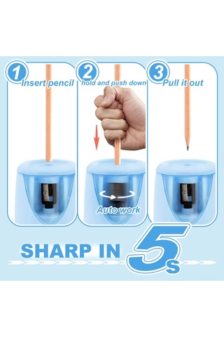 Ruicoo Pil Ve Usb Şarjlı Otomatik Kalemtıraş - Mavi Renk, Pratik Ve Kullanışlı