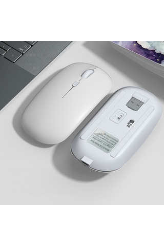 Huawei Uyumlu Tablet Şarj Edilebilir Sessiz Mouse Bluetooth + 2.4hz Wifi
