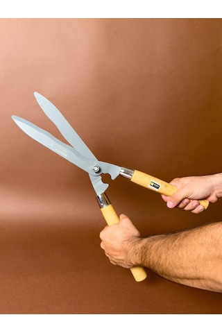 Çit Budama Makası 50 Cm Ahşap Saplı, Dalgalı Bıçaklı