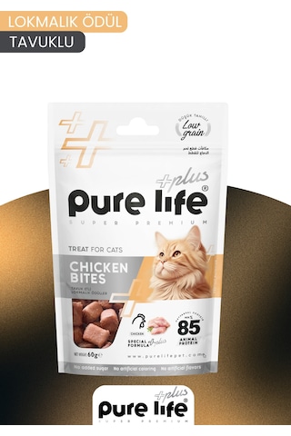 Purelife Plus Tavuklu Lokmalık Kedi Ödül Maması 60gr