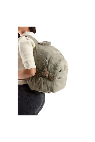 Baginn Kadın Sırt Çantası Çok Cepli 30 25 Cm Hafif Klinkır Kumaş Spor Seyahat Çantası Su İtici Kumaş Bej