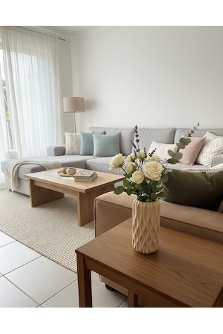 Elana Design Winy Vazo - Modern Tasarımlı Şık Çiçek Vazosu Bej
