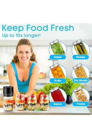 Honeybeeshop Beyaz Taşınabilir Kablosuz Elektrikli Mason Kavanoz Vakum Mühürleyici Usb Şarj Edilebilir Gıda Saklama Fermentasyon