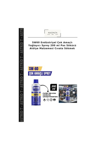 Sw60 Endüstriyel Çok Amaçlı Yağlayıcı Sprey 200 Ml Pas Sökücü Atölye Malzemesi Cıvata Sökmek