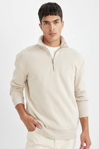 DeFacto Comfort Regular Fit Rahat Kalıp Fermuarlı Dik Yaka Basic Düz Sweatshirt X7405AZ24AUBG735