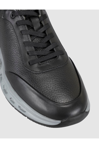 Cabani Hakiki Deri Erkek Hafif Taban Sneaker Ayakkabı Siyah
