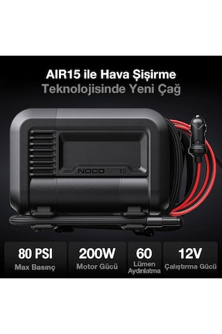 Noco Aır15 12volt 80 Psı Ayarlanabilir Dijital Basınç Göstergeli Profesyonel Lastik Şişirme Pompası Fr Aır15