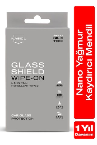 Nasiol Glasshield Wipe On Nano Yağmur Kaydırıcı Mendil Cam Yüzey Seramik Kaplama 1 Yıl Dayanım
