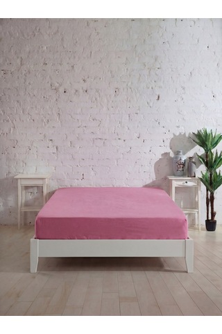 Çift Kişilik Pamuklu Lastikli Çarşaf, Ranforce Çift Kişilik Fitted Çarşaf 160x200+20 Cm Pembe