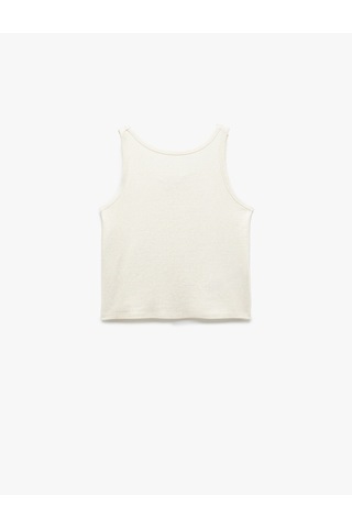Koton Koton X Sima Tarkan - Viskon Karışımlı Slim Fit U Yaka Atlet Ekru 5sak10454ek Ekru