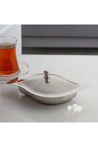 Nehir Gizem Sade 18/10 Çelik Şekerlik-kapaklı Şekerlik 17 X 12cm